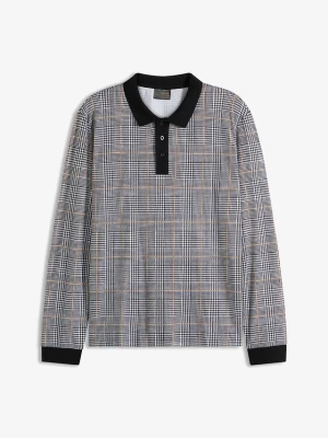 Shirt polo z długim rękawem, z bawełny organicznej pique BonPrix czarny