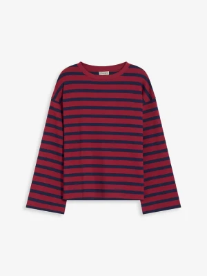 Shirt w paski z czystej bawełny organicznej BonPrix czerwony
