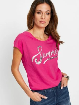 Zdjęcie produktu Shirt z cekinami BonPrix różowy