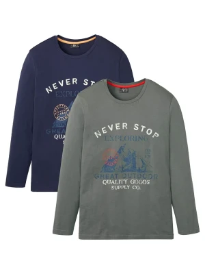 Shirt z długim rękawem (2 szt.) BonPrix niebieski