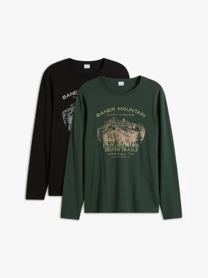 Shirt z długim rękawem (2 szt.) BonPrix zielony