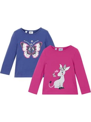Shirt z długim rękawem (2 szt.), z czystej bawełny bonprix