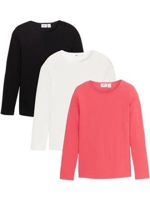 Shirt z długim rękawem (3 szt.), z czystej bawełny bonprix