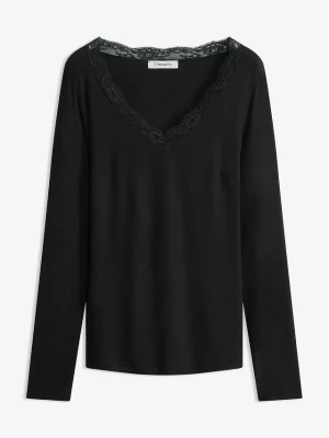 Shirt z długim rękawem BonPrix czarny