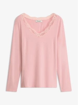 Shirt z długim rękawem BonPrix różowy