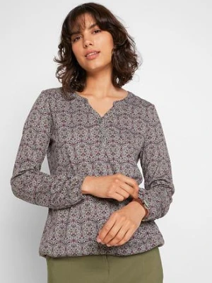 Shirt z długim rękawem, dekoltem henley i nadrukiem bonprix