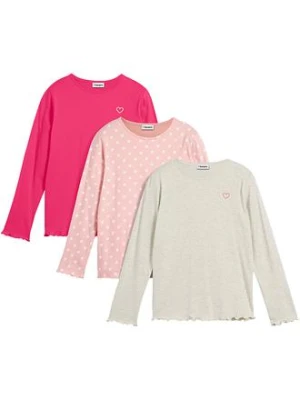 Shirt z długim rękawem, z bawełny organicznej (3 szt.) bonprix