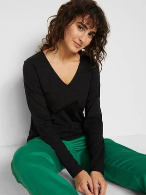 Shirt z długim rękawem, z czystej bawełny organicznej BonPrix czarny