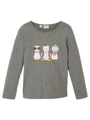 Shirt z długim rękawem z materiału z wiskozą BonPrix szary