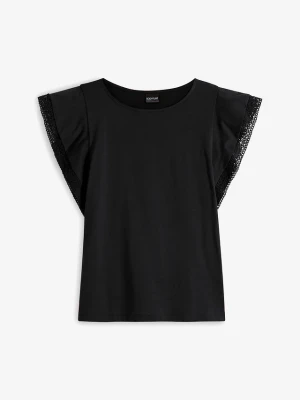 Shirt z koronką BonPrix czarny