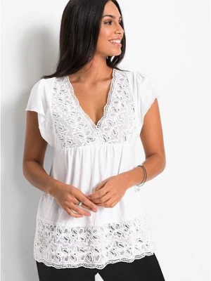 Shirt z koronką w dekolcie bonprix