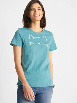 Zdjęcie produktu Shirt z krótkim rękawem i nadrukiem z motywem kota bonprix