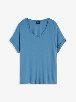 Shirt z lejącego materiału z wiskozą BonPrix niebieski