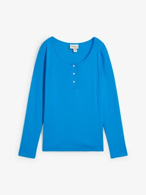Shirt z okrągłym dekoltem, z czystej bawełny organicznej BonPrix niebieski