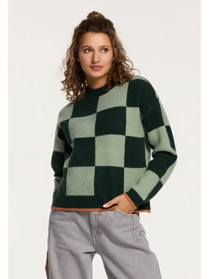 SHIWI Sweter w kolorze ciemnozielono-jasnozielonym rozmiar: L