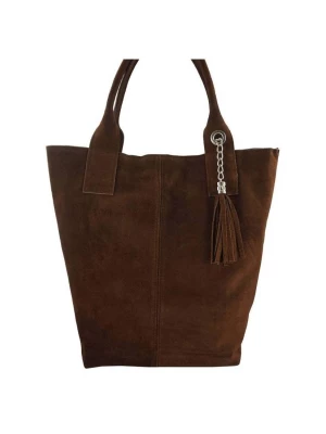 Shopper bag - torebka damska zamszowa - Brązowa Barberini's