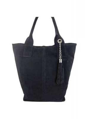 Shopper bag - torebka damska zamszowa - Czarna Merg