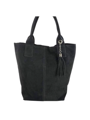 Shopper bag  torebka damska zamszowa - Szara ciemna Barberini's