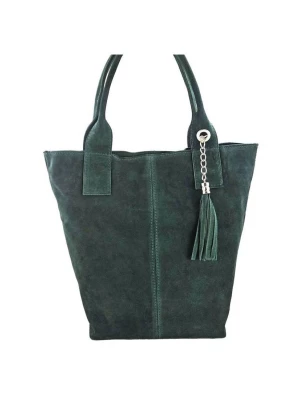 Shopper bag - torebka damska zamszowa - Zielona ciemna Barberini's