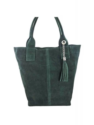 Shopper bag - torebka damska zamszowa - Zielona ciemna Merg