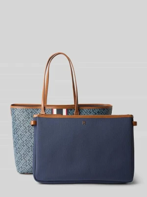 Shopper w wyglądzie skóry Tommy Hilfiger Ciemnoniebieski