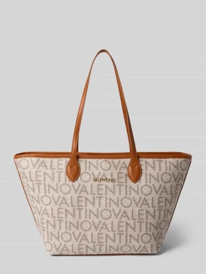 Shopper z wzorem logo i aplikacją z nazwą marki VALENTINO BAGS