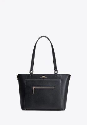 Shopper ze skóry z kieszenią na przodzie czarno - złoty Wittchen