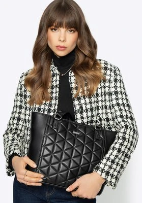 Shopperka z ekoskóry w geometryczny wzór czarna Wittchen