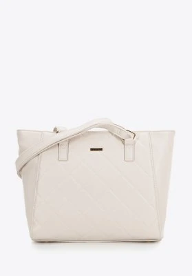 Shopperka z ekoskóry w pikowanie kremowa Wittchen