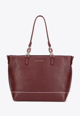 Shopperka z ekoskóry z dekoracyjnym elementem łańcuszka bordowa Wittchen