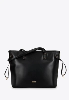 Shopperka z ekoskóry z troczkami czarna Wittchen