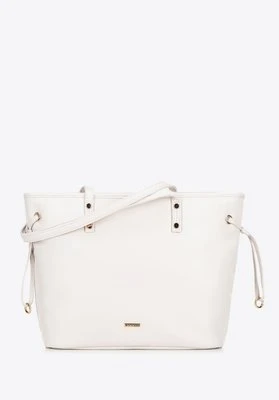 Shopperka z ekoskóry z troczkami kremowa Wittchen