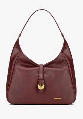 Shopperka z imitacji skóry z dekoracyjnym paskiem bordowa Wittchen