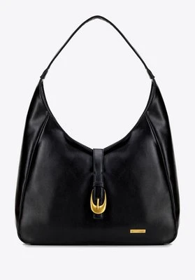 Shopperka z imitacji skóry z dekoracyjnym paskiem czarna Wittchen