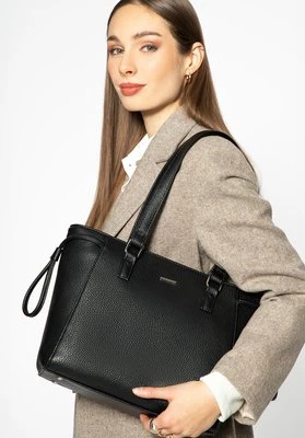 Shopperka z ozdobnymi ściągaczami czarno - złota Wittchen