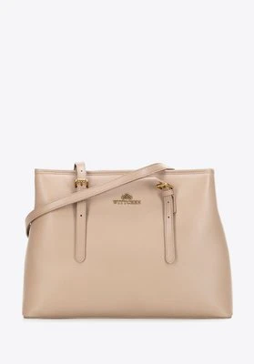 Shopperka ze skóry naturalnej z regulowanymi rączkami beżowa Wittchen