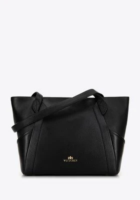 Shopperka ze skóry z ukośnymi przeszyciami czarno - złota Wittchen