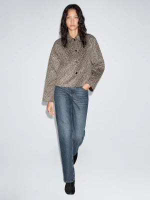 Krótki Płaszcz Z Mieszanki Wełny W Zwierzęcy Wzór - Brązowy - - Massimo Dutti - Kobieta