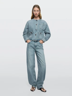 Krótka Kurtka Jeansowa - Jasnoniebieski - - Massimo Dutti - Kobieta