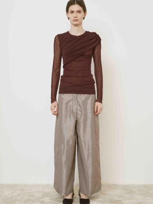 SIATECZKOWA BORDOWA BLUZKA Z DRAPOWANIEM MEIMEIJ