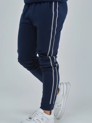 SikSilk Chłopięce Granatowe Spodnie z Detalami Panelowymi Skinny Joggingi