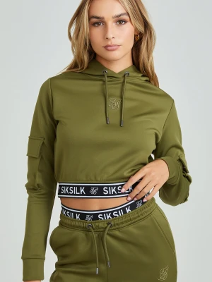 SikSilk Damska Khaki Bluza z Kieszeniami Cargo i Taśmami