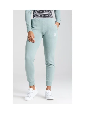 Siksilk logo żebrowane spodni tortowa - szałwia