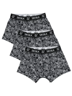 Siksilk Men's Black 3pk Paisley Boxer