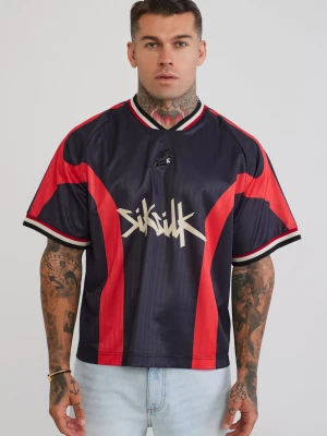 SikSilk Męska Czarna i Czerwona Koszulka Piłkarska