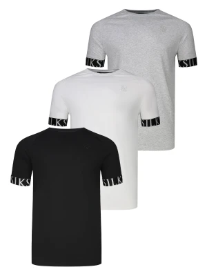 SikSilk Męska Czarna i Biała i Szara Zestaw 3 Koszulek Technicznych