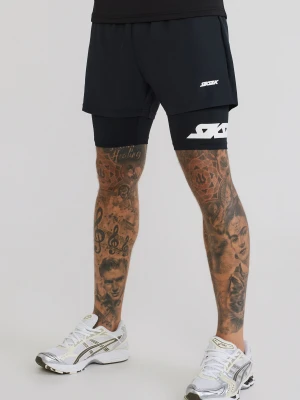 SikSilk Mens Black Dual Layer Shorts