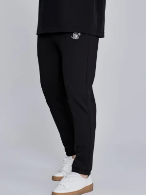SikSilk Męskie Czarne Essentials Spodnie z Zakładkami
