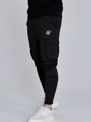SikSilk Męskie Czarne Essentials Poliesterowe Spodnie Cargo