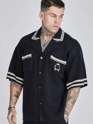 SikSilk Mens Black-Knitted Shirt
